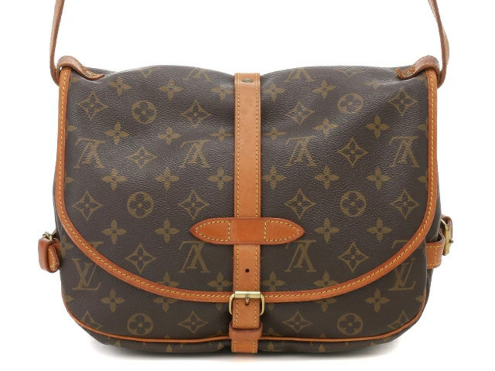 LOUIS VUITTON Saumur Shoulder Bag Monogram Brown
